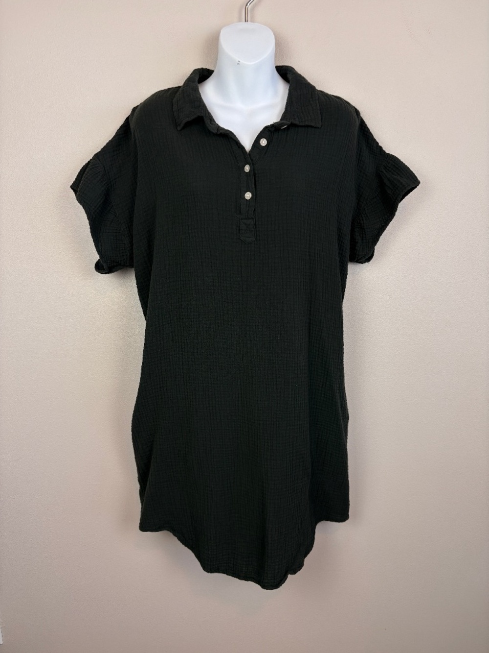 Thread & Supply Double Cloth Ruffle Sleeve Cotton Dress - Size Large